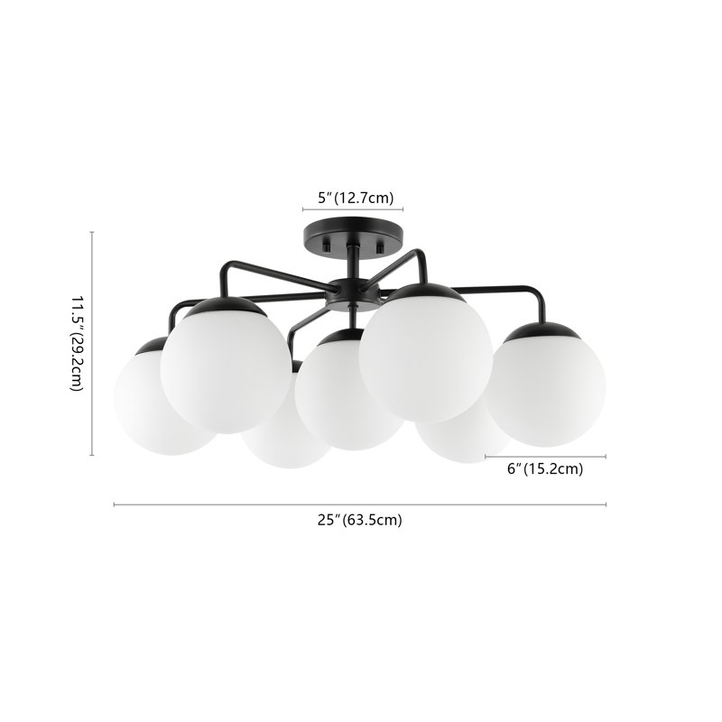 Barden Semi Flush Mount, White, Black