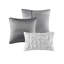 10 pièces d'édredon gris très luxueux avec confort toutes saisons, motif géométrique brodé et texture délicate, jupe de lit intemporelle