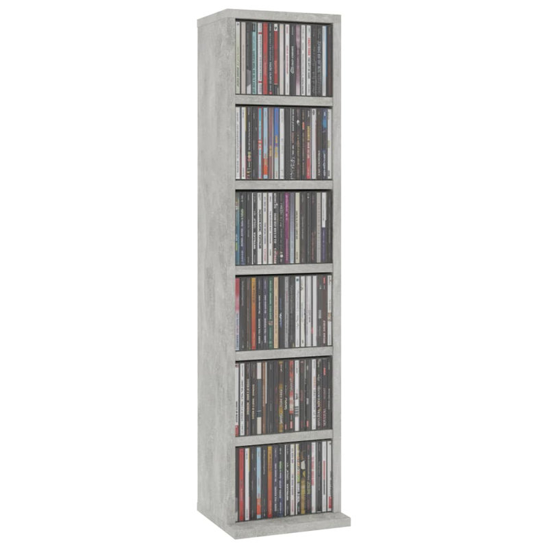 CD Cabinet Engineered Wood Storage Organizer Shelf Cabinet, Concrete Grey