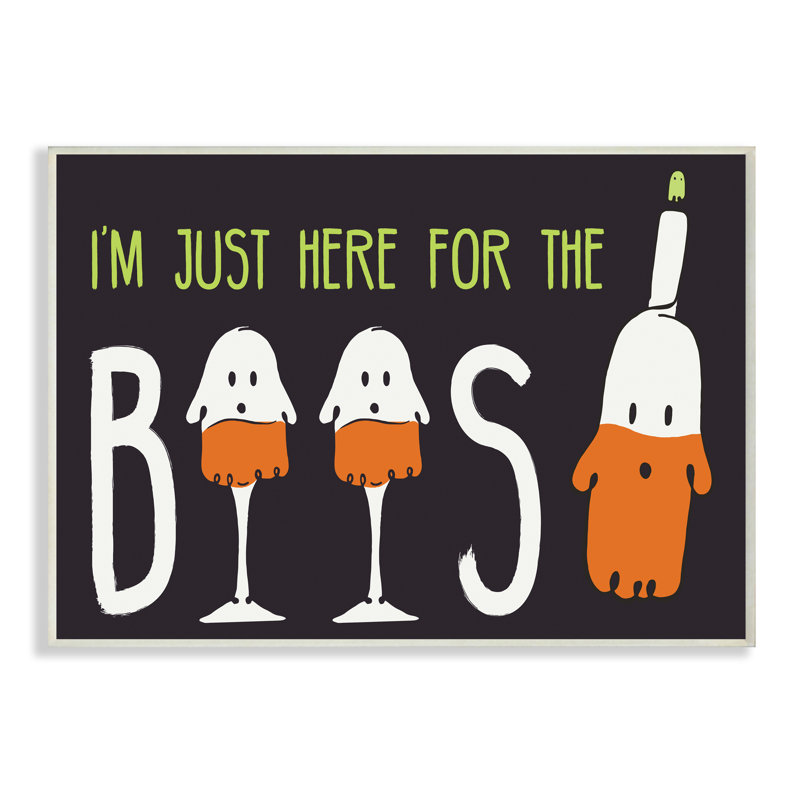 «Here For The Boos», phrase d'Halloween fantôme, Plaque murale, H 10 po x l 15 po
