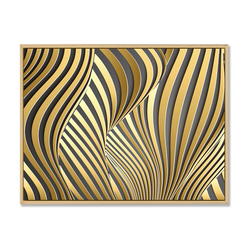 Wavy Luxury Gold Gradients I - peinture sur toile, H 12 po x l 20 po, Toile avec cadre en érable