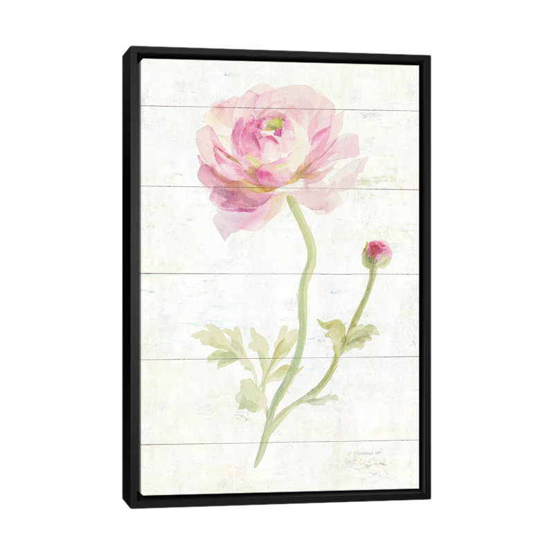 « juin fleuris i », reproduction d’impression sur toile, H 26 po x l 18 po x P 1,5 po, Toile avec cadre noir, Pas de tapis
