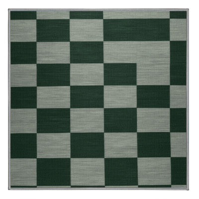 Machine Washable Checkered Green Area Rug