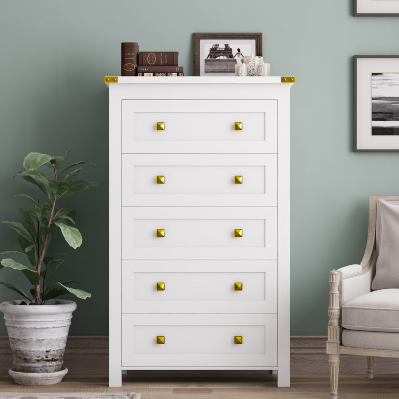 Lasharon 5-Drawer Tall Dresser, 27" W Modern Chest of Drawers for Bedroom, Narrow Storage Organizer with Deep Drawers for Hallway & Entryway