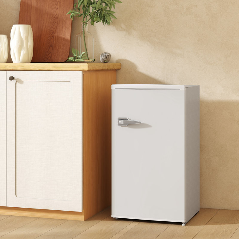 HOMCOM Under Counter Fridge 85L Retro Freestanding with Chiller Box, White