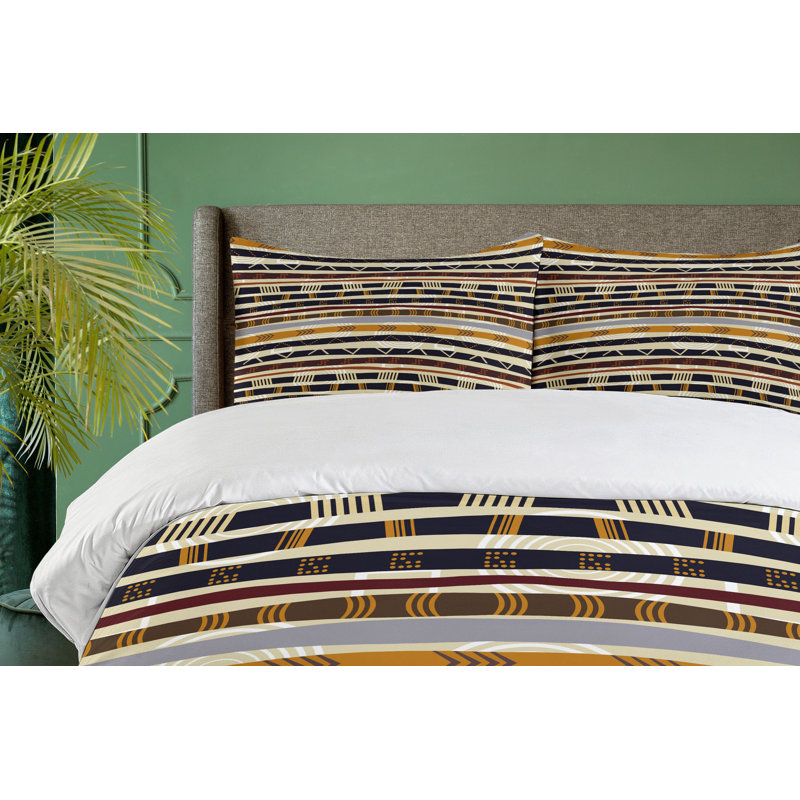 Twin Black and Gold Geometric Microfiber Duvet Cover Set