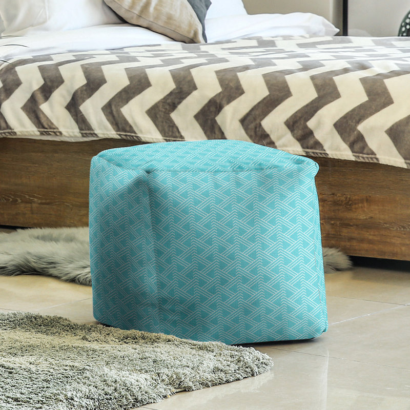 Repose-pieds cube à motif zag full color zig, Bleu sarcelle / blanc