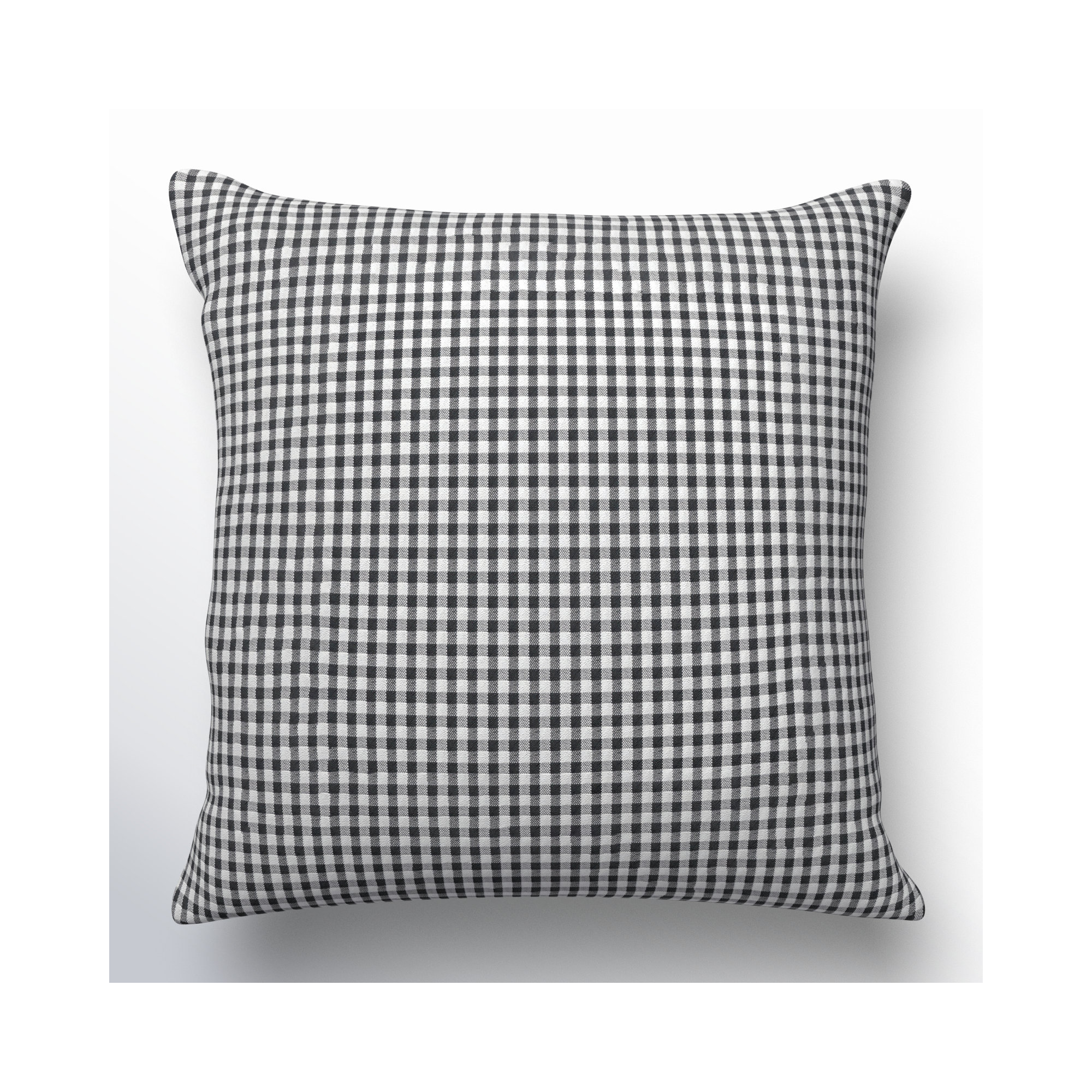 Henriette Plaid Cotton Throw Pillow, Black, 24" H x 24" W