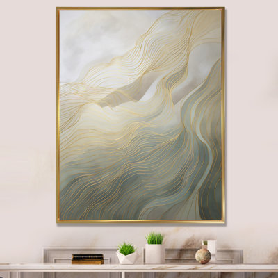 «Gold and Gray Line Art In Motion I», impression sur toile or et gris I Motion