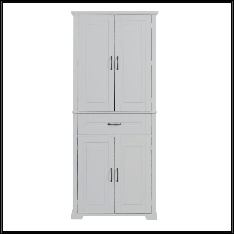 Armoire de rangement de salle de bain avec portes et tiroir, Gris