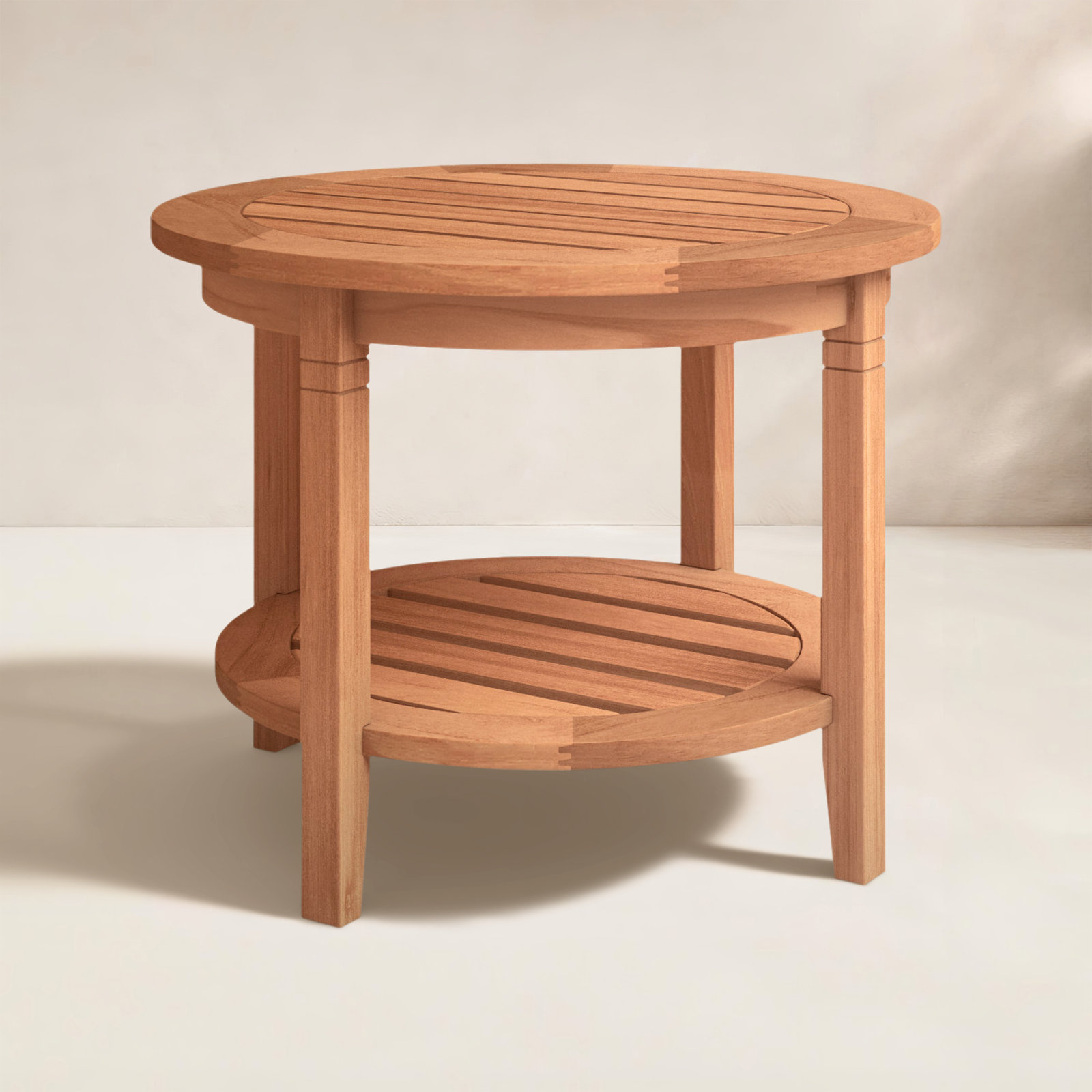 Colden Teak Outdoor Side Table, Natural Teak, 24"