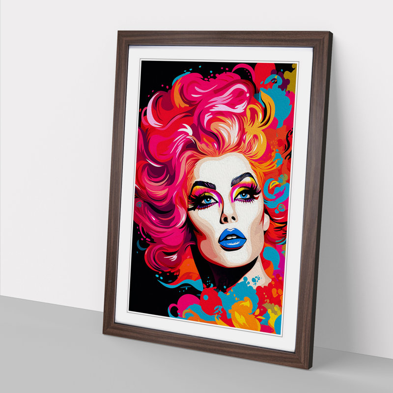 Drag Queen Pop - Single Picture Frame Print on Wood, 46" H x 34" W x 2" D, Walnut