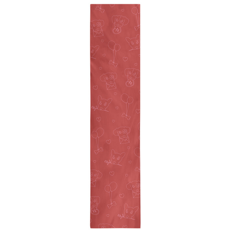 Chemin de table à la fête des chiens saint-valentin hol, L 72 po x l 16 po, Rouge, Mélange de coton