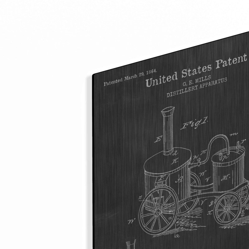 «Distillery Apparatus Blueprint Vernis Chalkboard», art mural en métal, H 24 po x l 16 po