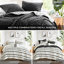 Literie pour lit double / grand lit - 7 pièces à rayures, microfibre, douce et moelleuse, offre une conception d'édredon à motif d'édredon pour un sommeil relaxant, option élégante-124917682