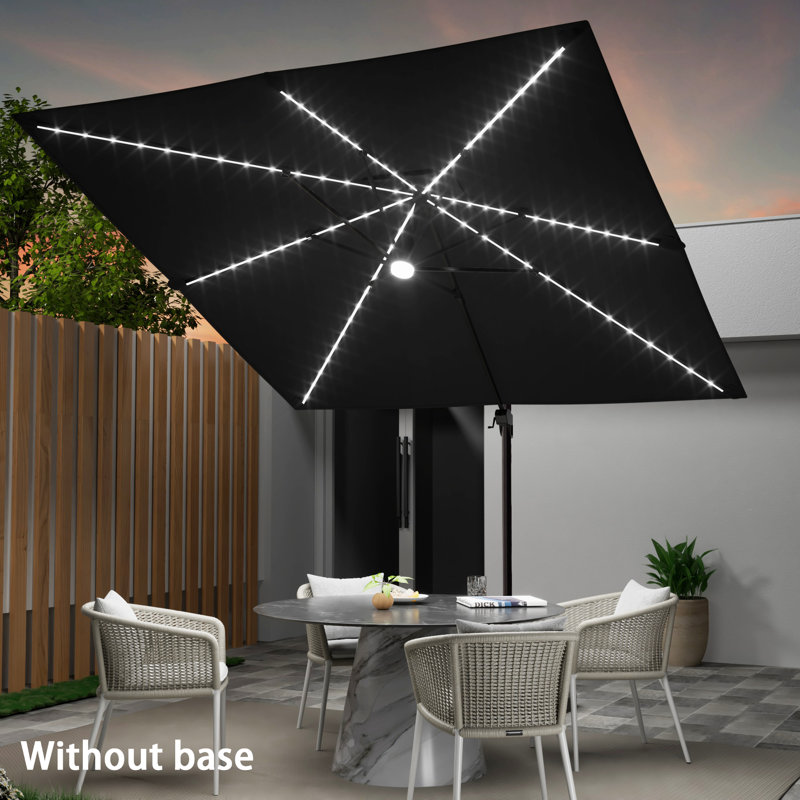 Parasol lumineux en porte-à-faux 10 pi x 10 pi Glynn, Noir