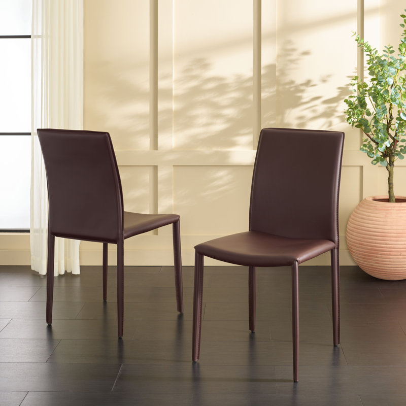 Chaise parsons rembourrée Dous, Brun