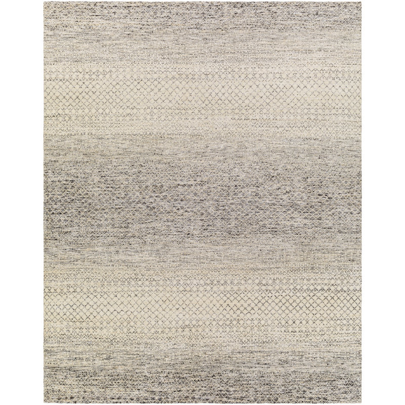 Tapis gris géométrique noué à la main, Rectangle 2 pi x 3 pi