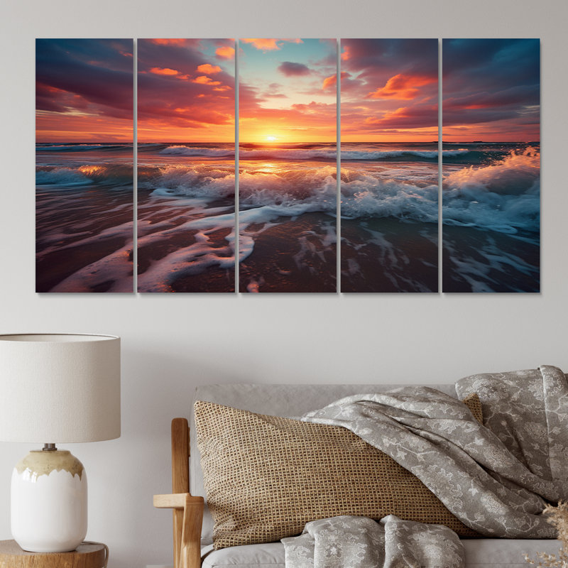 «Sunset Ocean Of Dreams II» sur toile, reproduction de 5 pièces