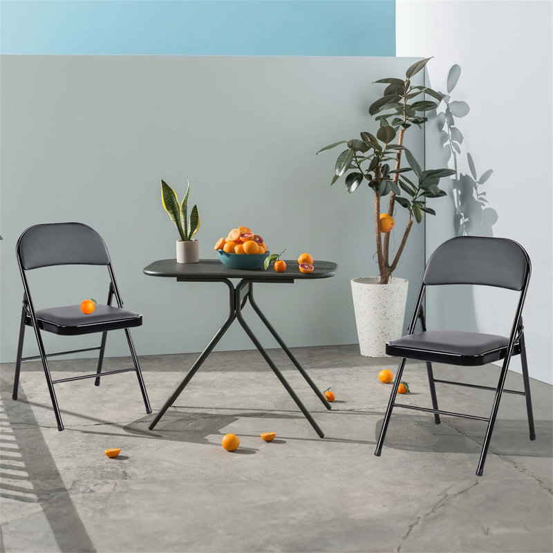 Office Chair with Stainless Steel Frame, Faux Leather Upholstered, Black
