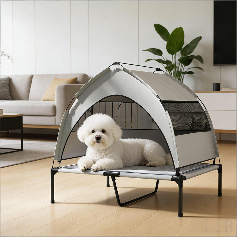 Pet Cot With Pad,Elevated Portable Dog Cot, Small (35.03" H x 36.22" W x 29.52" D)