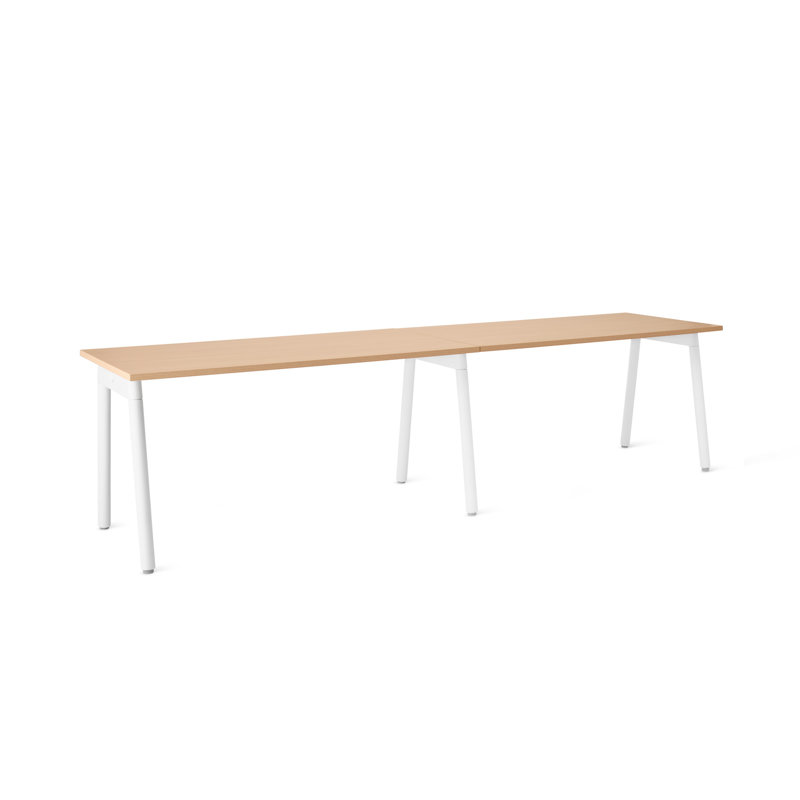 Bureau simple Series A, 57 po, blanc + chêne naturel