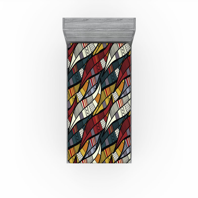 Drap-housse Ambesonne, paquet de 2, Drap-housse simple TG, Formes géométriques brunes / jaunes / noires