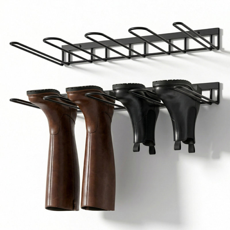 2 Pack Black Wall Mounted Boot Rack for entryway, Garage