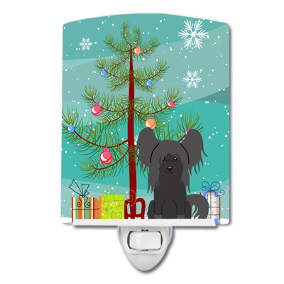 Éclairage de nuit en céramique et arbre de noël beagle