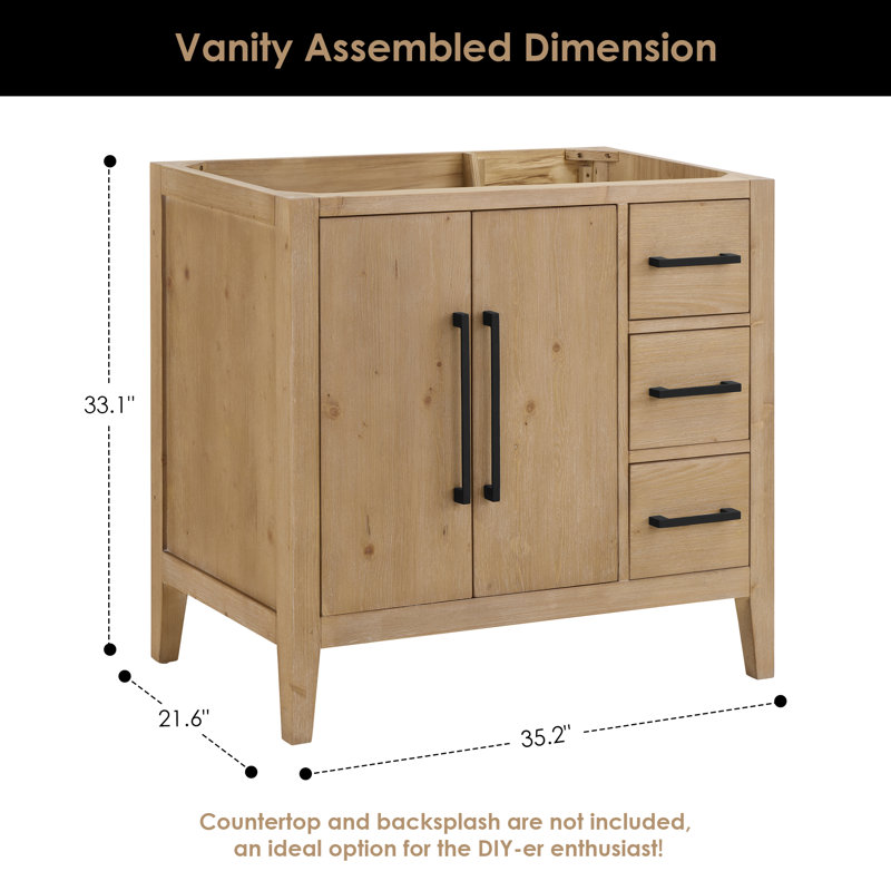 Laurel 35.2" Single Bathroom Vanity Base Only, Weathered Fir