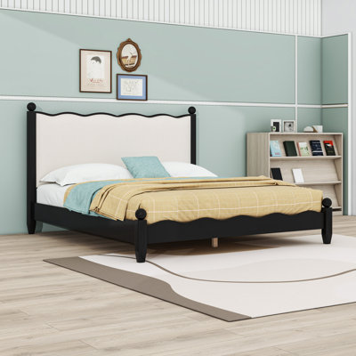 Platform Bed with Scalloped Headboard and Slats