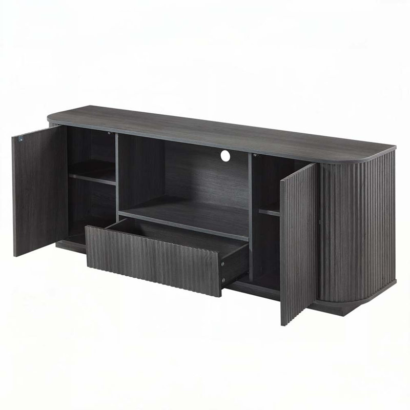 Armoire de rangement Wavy Design avec 2 portes et 1 tiroir, Noir