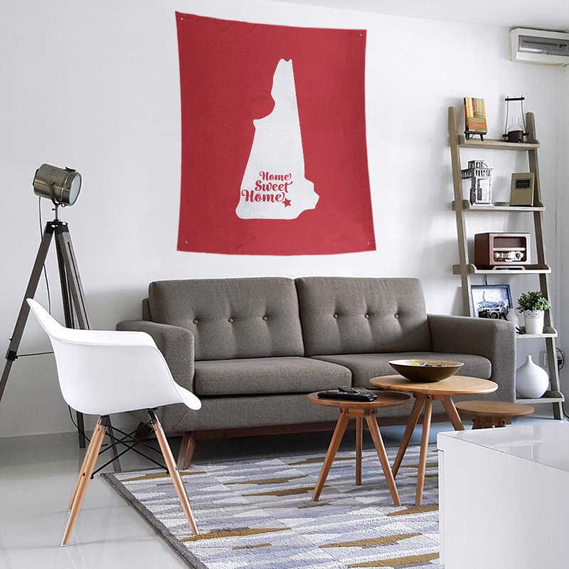Tapisserie murale Home Sweet Manchester, H 27,5 po x l 37,5 po, Rouge