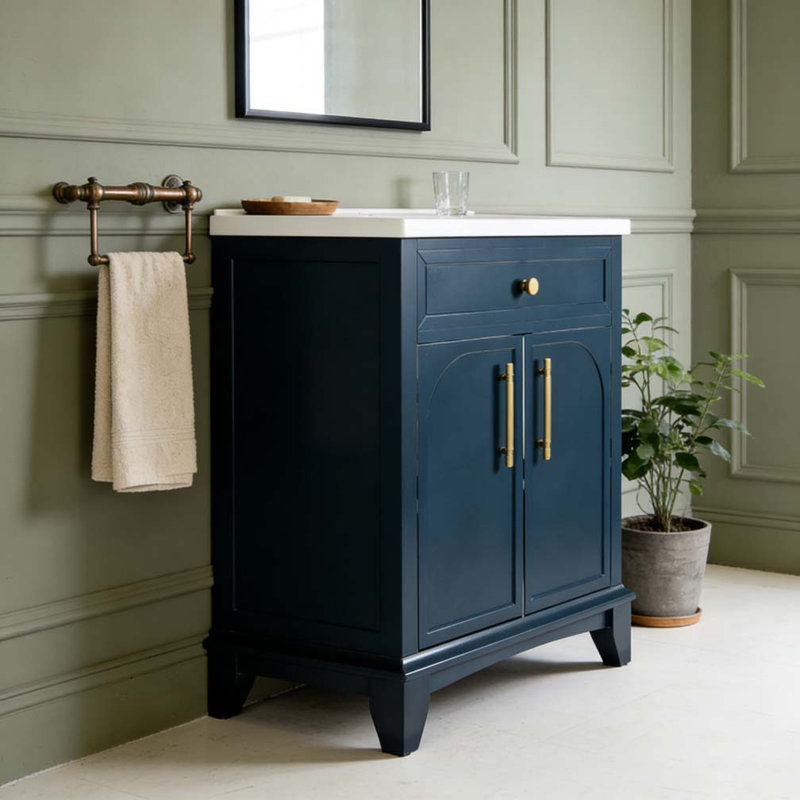 Ensemble de meuble-lavabo moderne 28 "avec surface peinte 28", Bleu