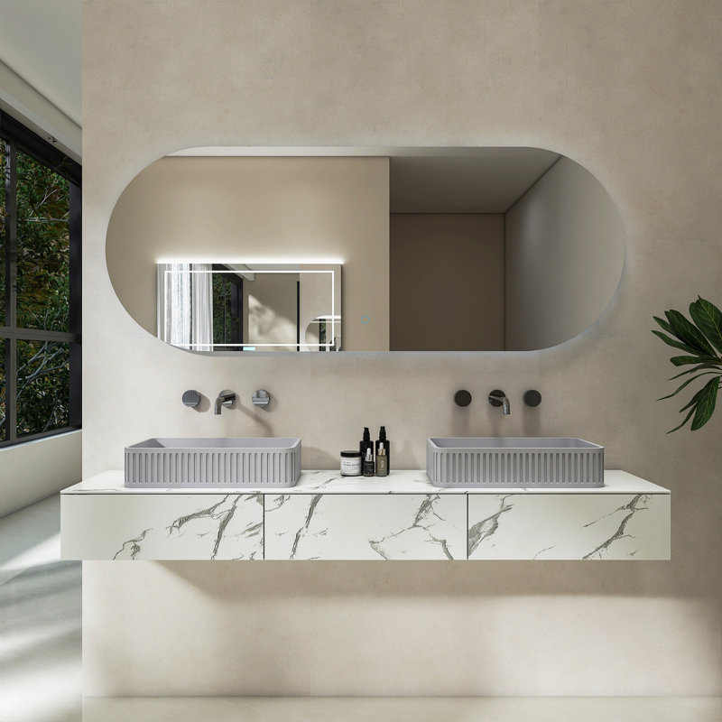 Lavabo de salle de bain rectangulaire 20,5 po, H 4,72 po x l 20,47 po x P 12,6 po, Gris