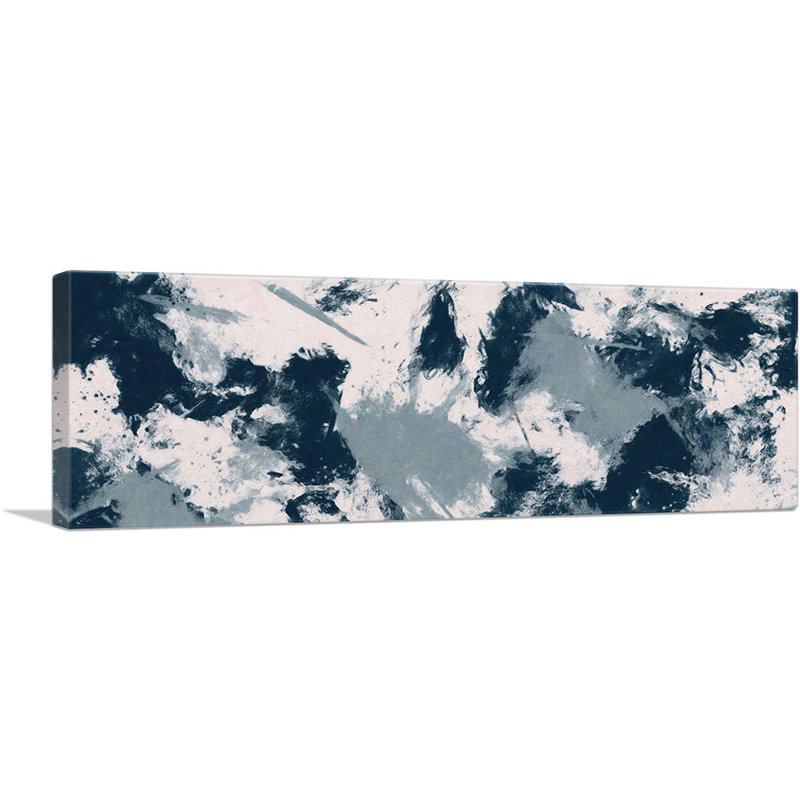 Bleu gris blanc moderne - reproduction d'art sur toile panoramique, H 12 po x l 36 po x P 0,75 po