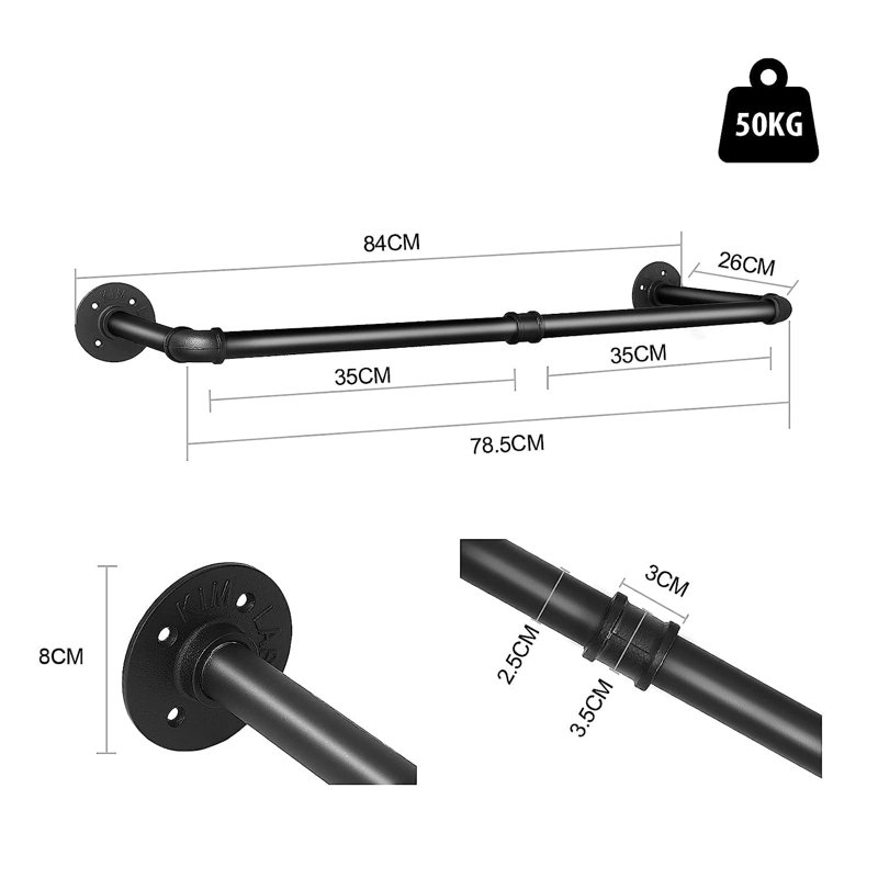 78.5cm Industrial Pipe Clothing Rack