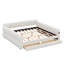 Très grande structure de lit plateforme tapissier avec ports USB et 2 tiroirs de rangement, structure de lit de jour moderne en tissu de laine d'agneau avec accoudoirs-375382673