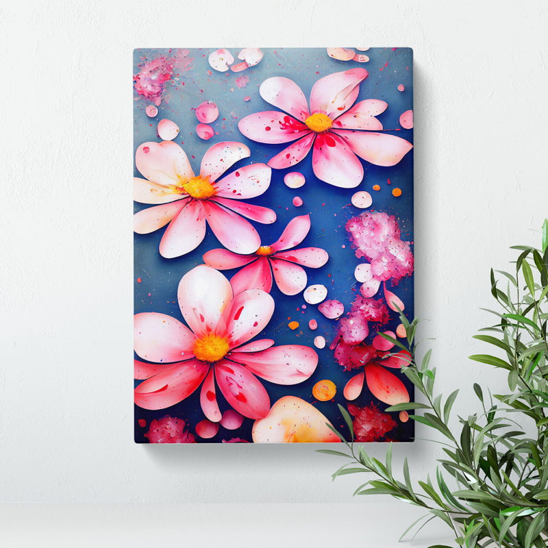 Splattered Flowers No.5 - Wrapped Canvas, 50cm H x 35cm W x 3cm D
