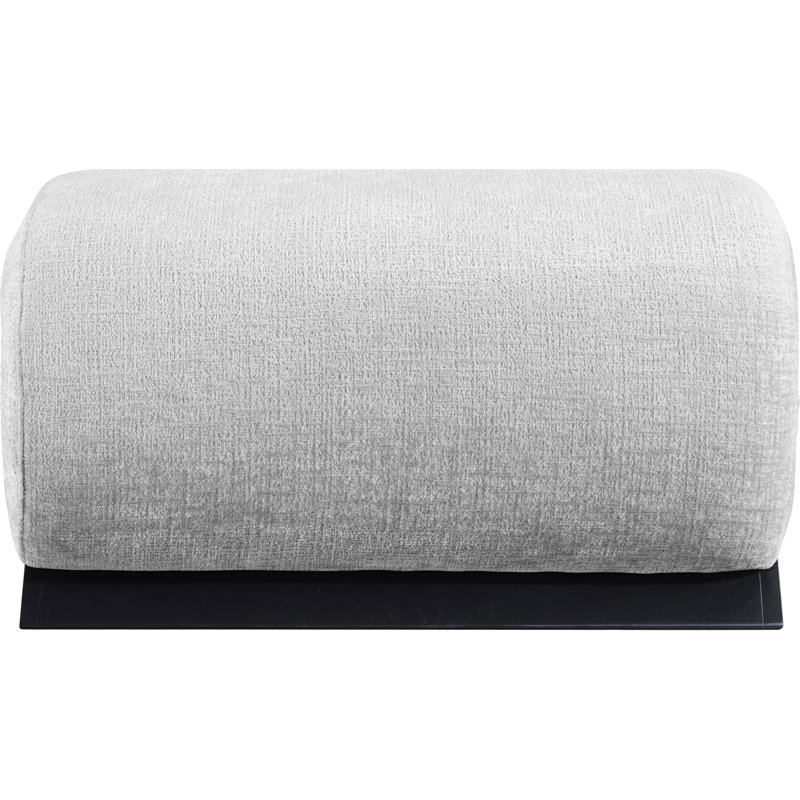Akira Fabric Ottoman, Grey Polyester Fabric, Black