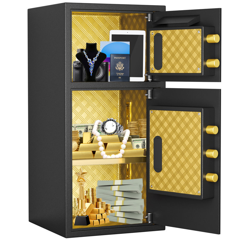 Coffre-fort numérique à double porte avec fonction à pièces, 6,0 pieds cubes, imperméable, code caché, double alarme, entièrement en acier intégré, fixation murale au sol, ouverture pour la maison, le bureau, la porte de l'hôtel,