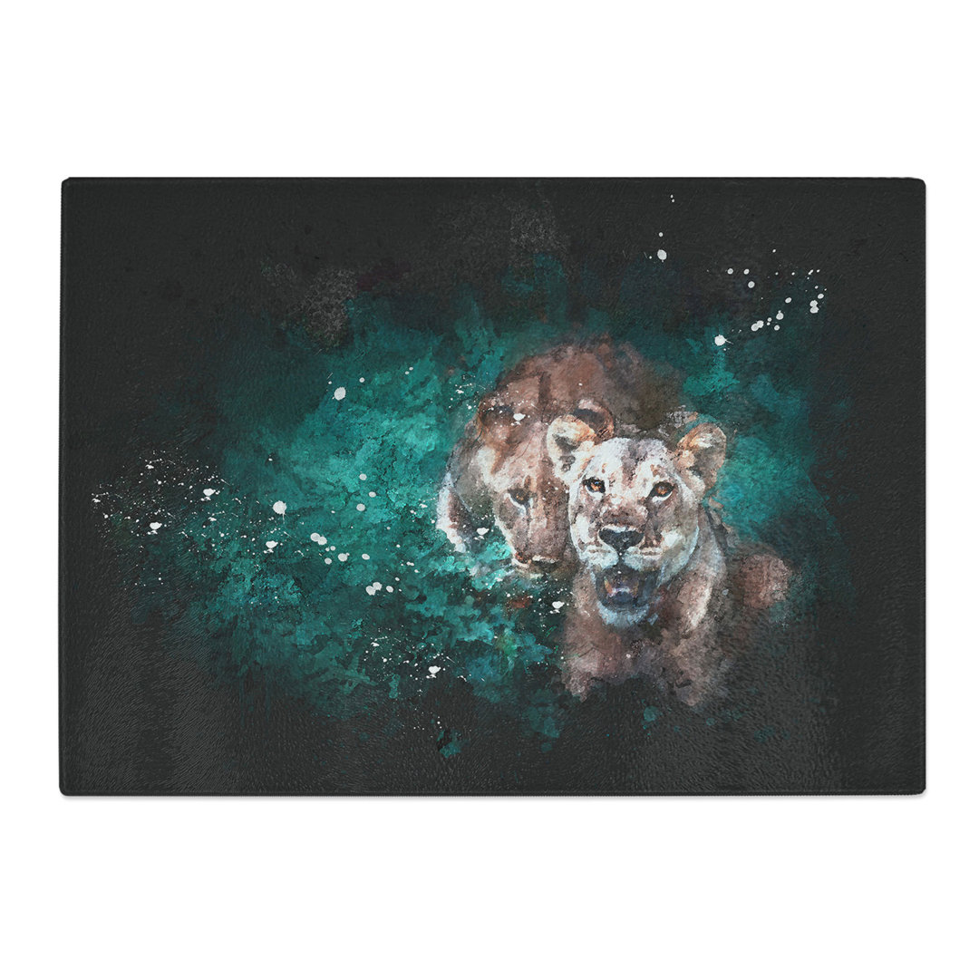 Tempered Glass Two Lions in the Shadows Paint Splash Chopping Board