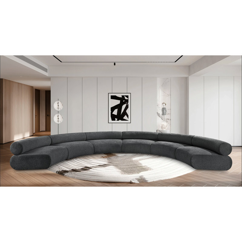 Canapé modulaire rembourré Bale, Tissu gris chenille