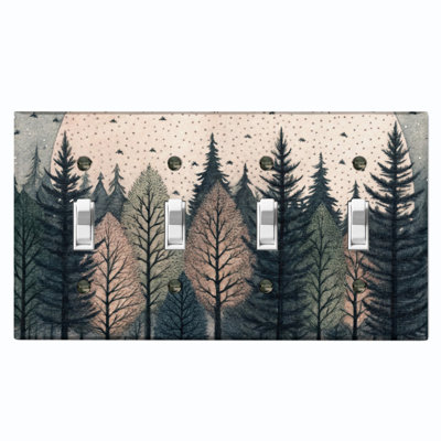Couvercle de plaque d'interrupteur en métal; Bascule à 4 bandes US Standard - Serene Forest
