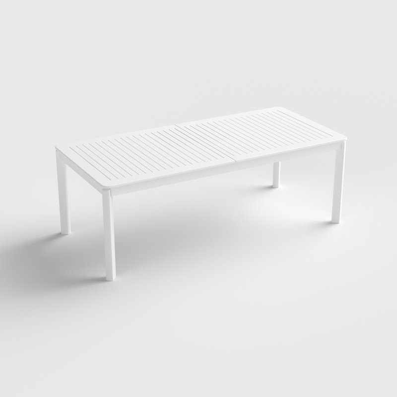 108.3'' x 39.4'' 10-Person Extendable Rectangular Aluminum Outdoor Dining Table with Built-in Table Leaf, White