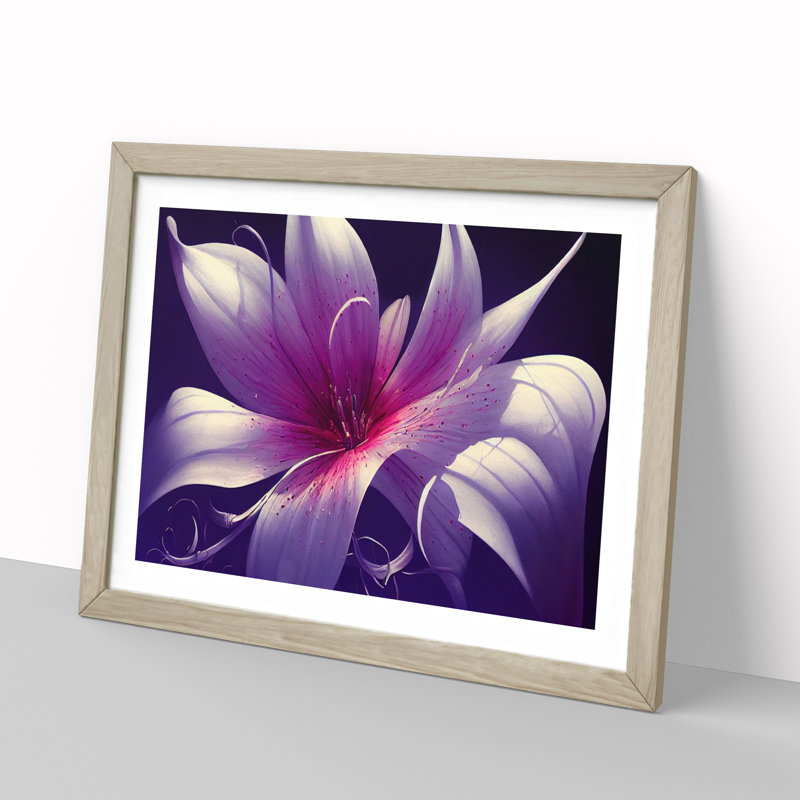 Eccentric Lily Flower Abstract - Single Picture Frame Print, 46cm H x 64cm W x 2cm D, Oak Framed