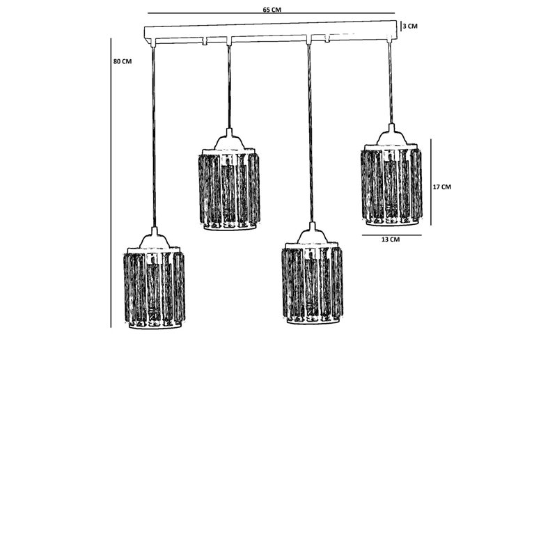 Lustre, Noir, 4 étages, Quatre lumières