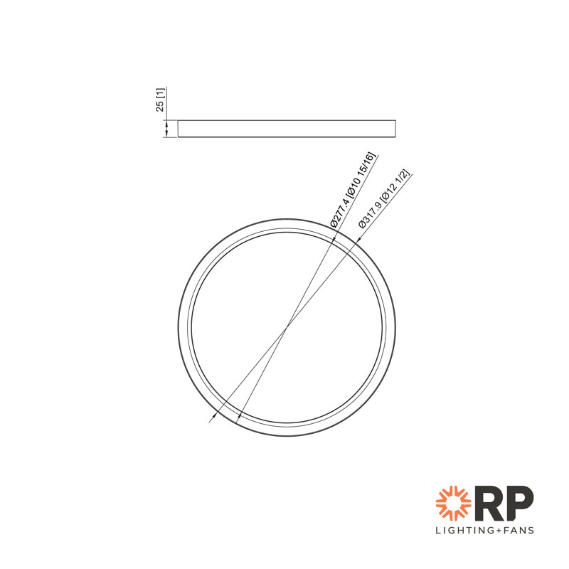 Support pour plafond rond réglable Edgerit 5CCT 12 "RP Lighting, H 1 po x l 12,5 po x P 12,5 po, Nickel brossé