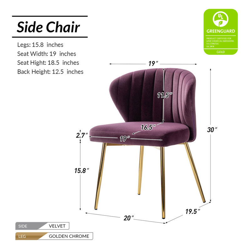 Chaise à oreilles Leona, Velours mauve