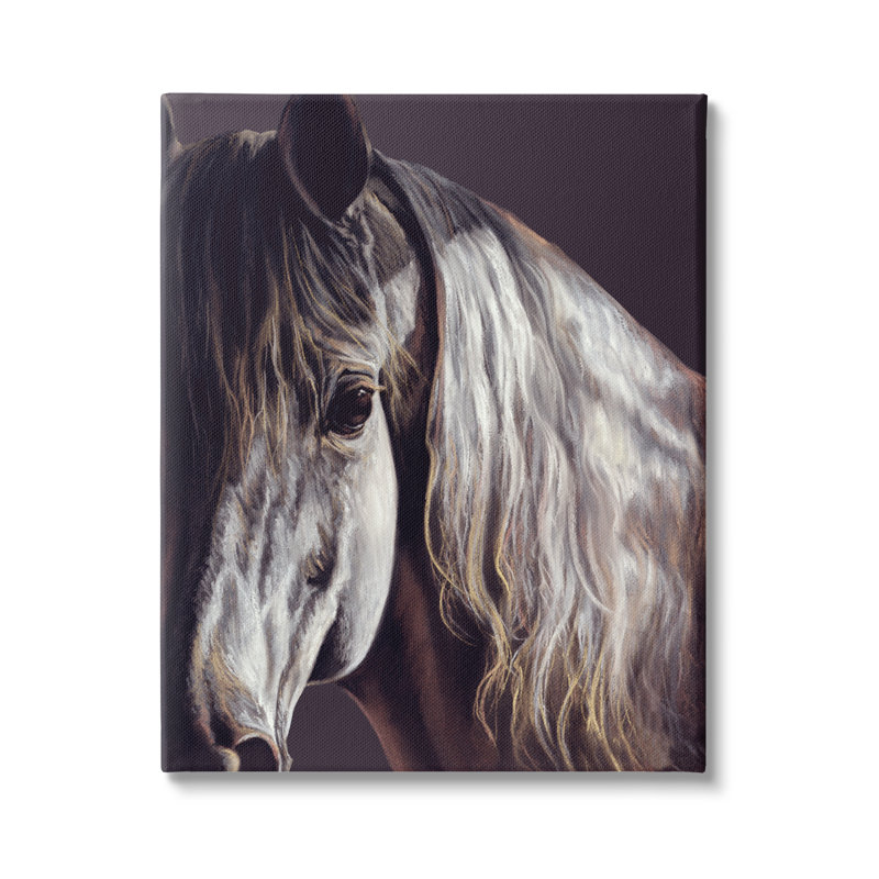 Au-853-Toile, gros plan, portrait de cheval sur toile par Kim McElroy, H 40 po x l 30 po x P 1,5 po